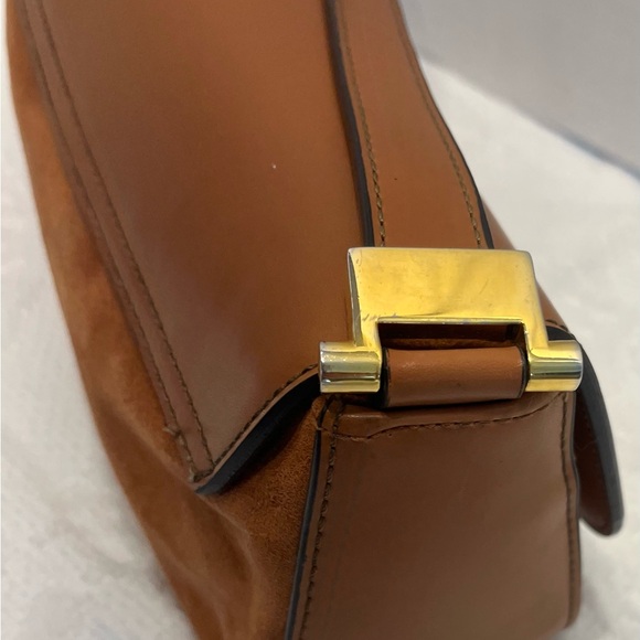 Montano New York - Simulated Leather Shoulder Bag Tan With Suede Insert - Picture 10 of 10